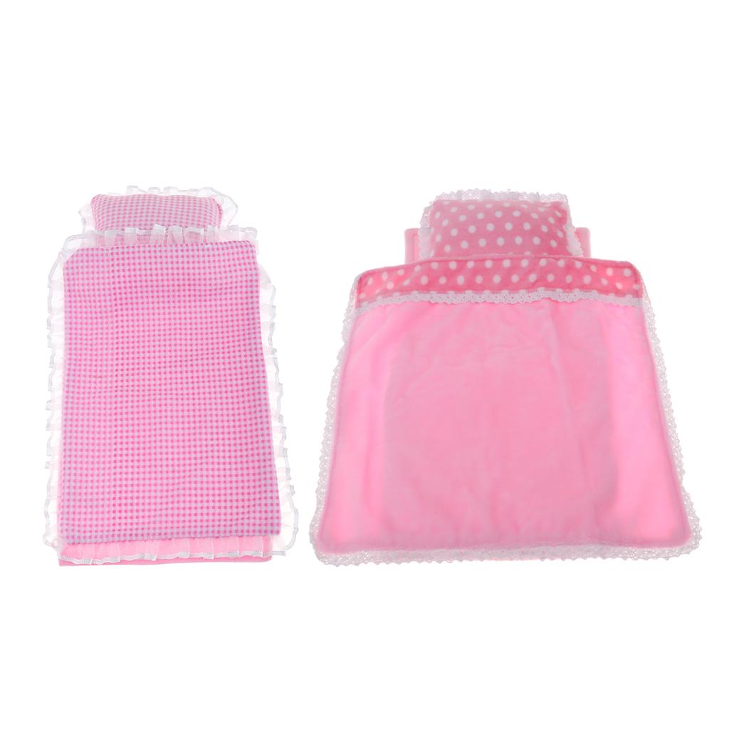 2 Sets Lovely Room Bedding Set for 25cm MellChan Dolls DIY Accessories Pink