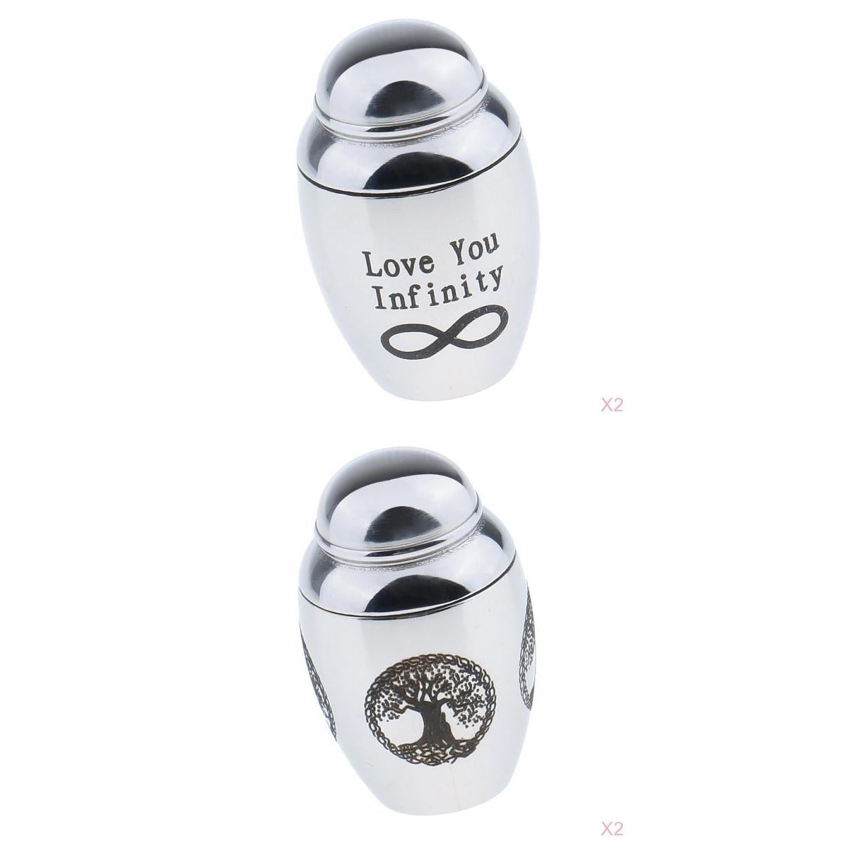 4 Pieces Stainless Steel Cremation Urn Memorial Jar Tree Of Life Love You