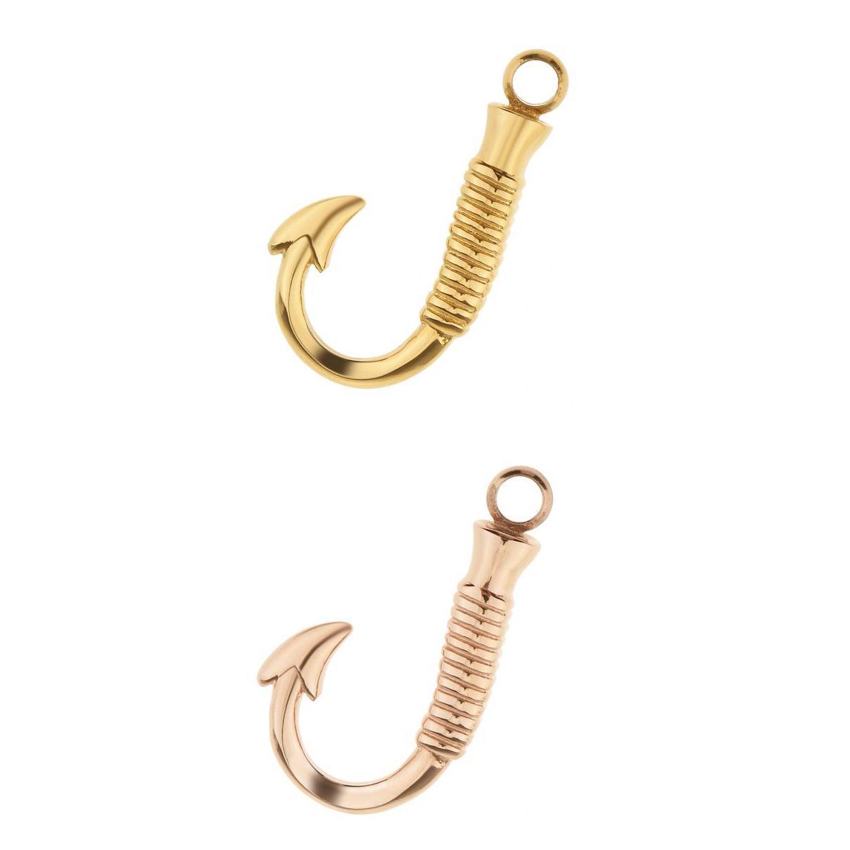 2 Pieces Stainless Steel Fish Hook Cremation Urn Keepsake Memorial Pendant