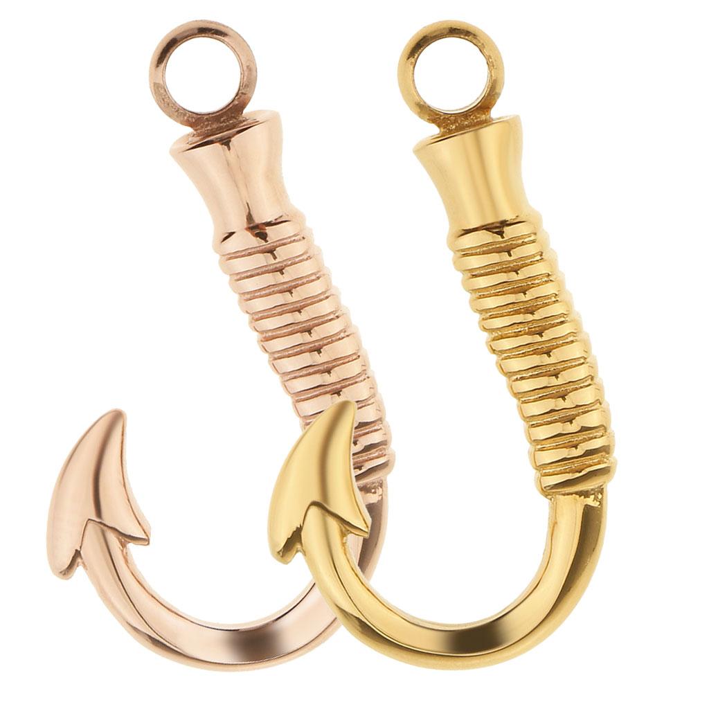 2 Pieces Stainless Steel Fish Hook Cremation Urn Keepsake Memorial Pendant
