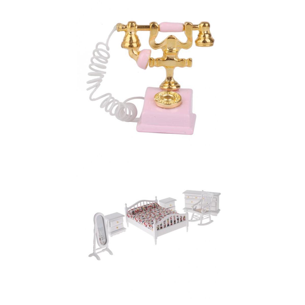 1/12 Dollhouse Miniature Wooden Retro Nursery Room Set Bedroom Furniture Kit
