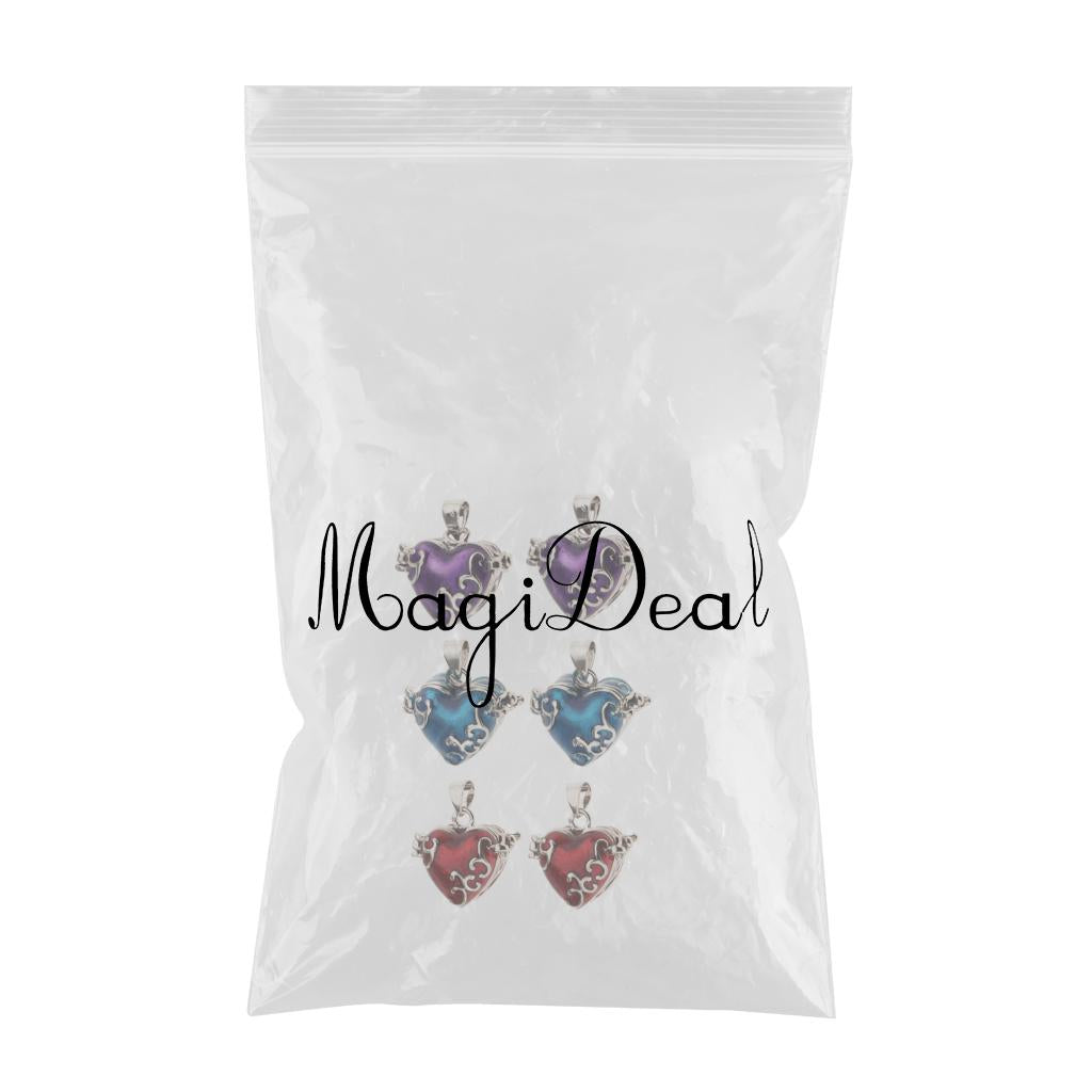 6 Pieces Enamel Love Heart Pendant Cremation Keepsake Urn Purple/Red/Blue