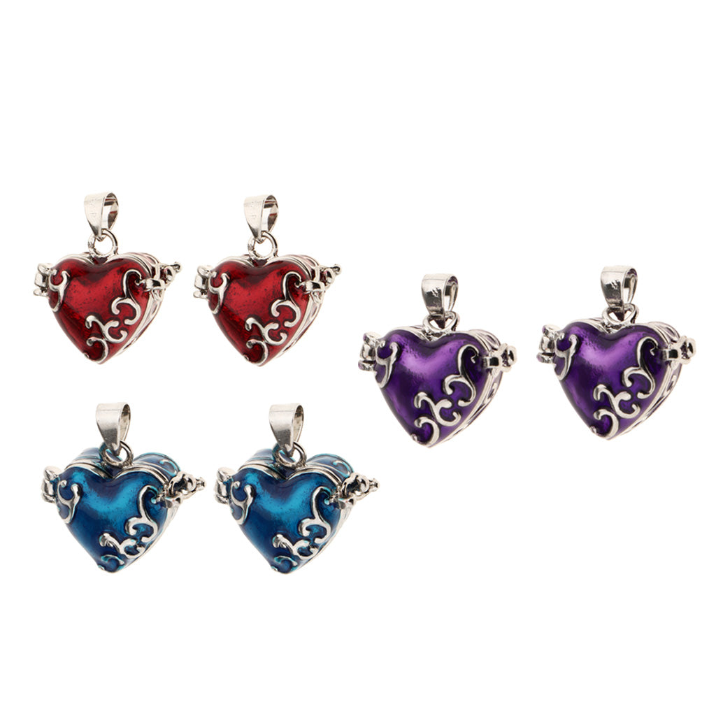 6 Pieces Enamel Love Heart Pendant Cremation Keepsake Urn Purple/Red/Blue