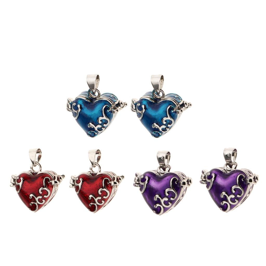 6 Pieces Enamel Love Heart Pendant Cremation Keepsake Urn Purple/Red/Blue