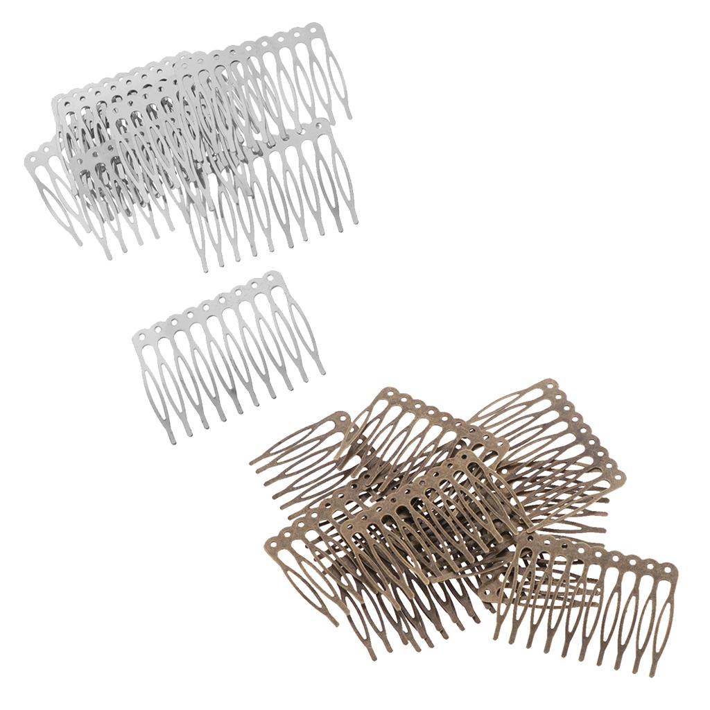 20 Pieces Blank Metal Hair Comb 55mm with 10 Teeth For Hair Accessories DIY