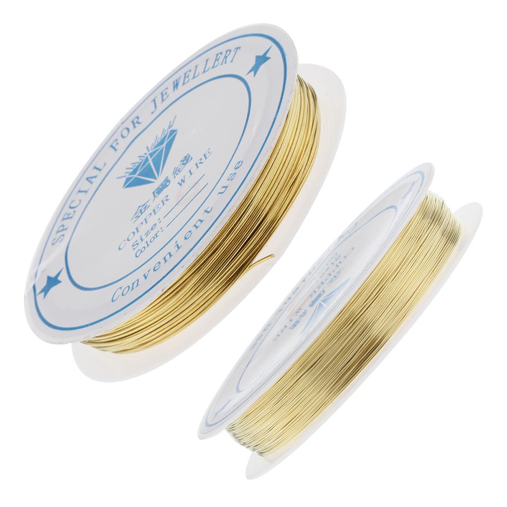 2 Rolls Gold Plated Copper Wire Findings Beading Wire for DIY Jewelry Making