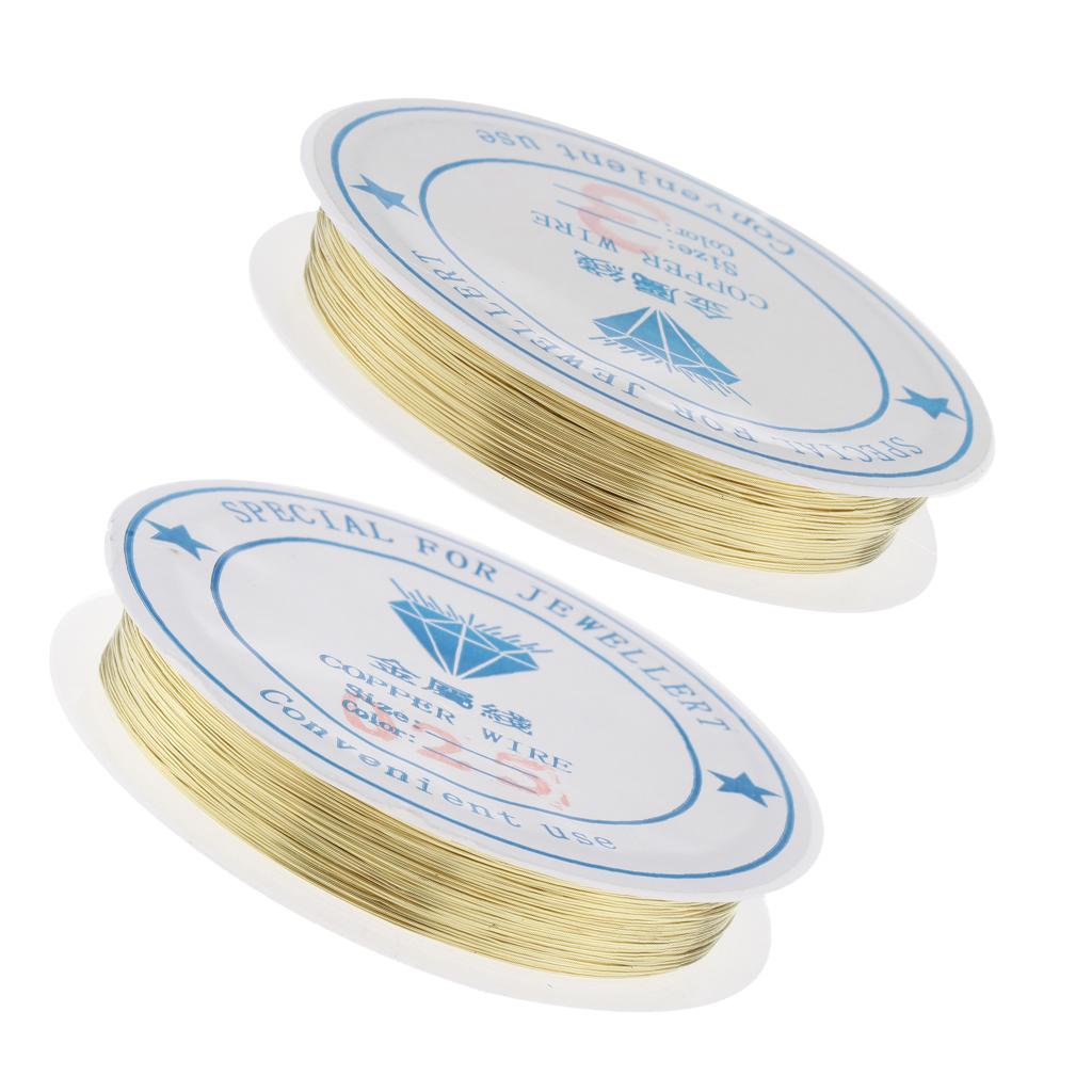 2 Roll Copper Wire Beading Thread Cord for DIY Jewellery Making 0.3mm 0.25mm