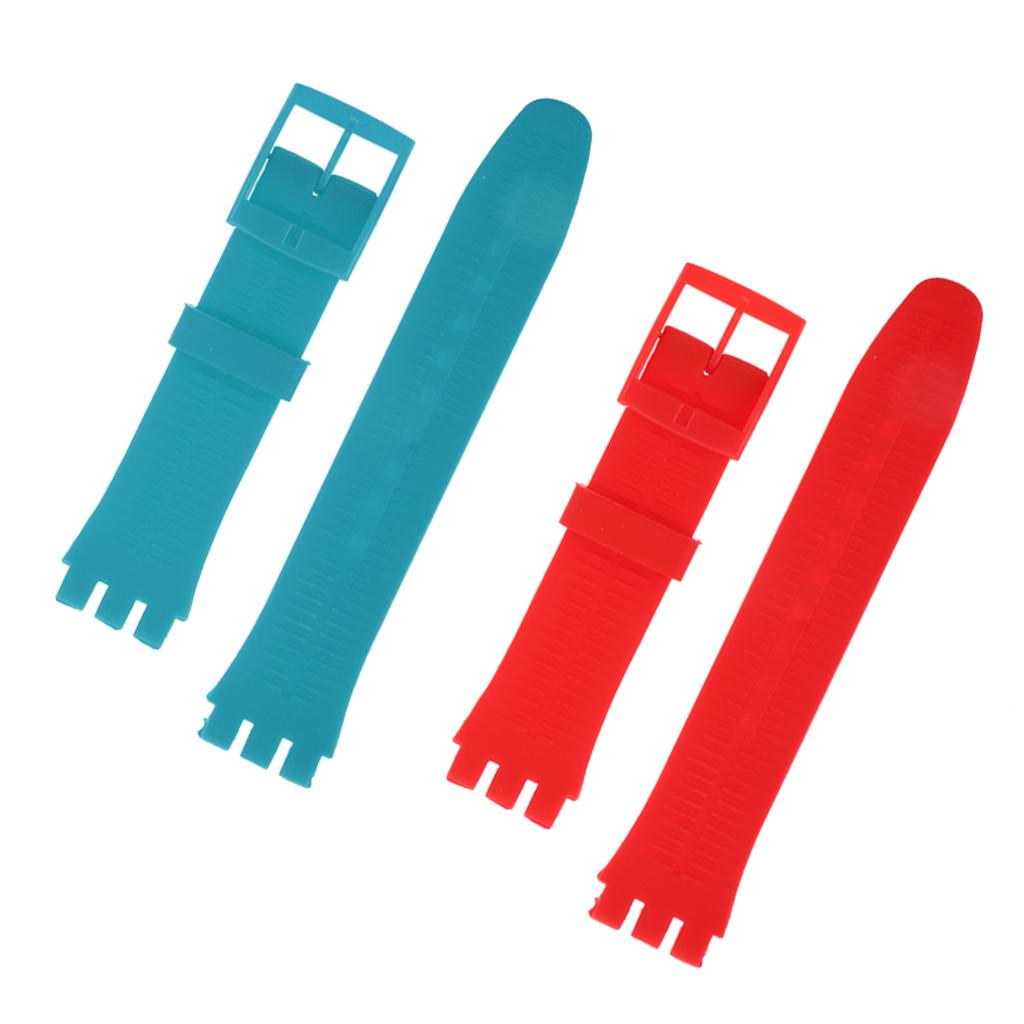 2 Piece 19mm Silicone Rubber Replacement Watch Bands Waterproof For Swatch