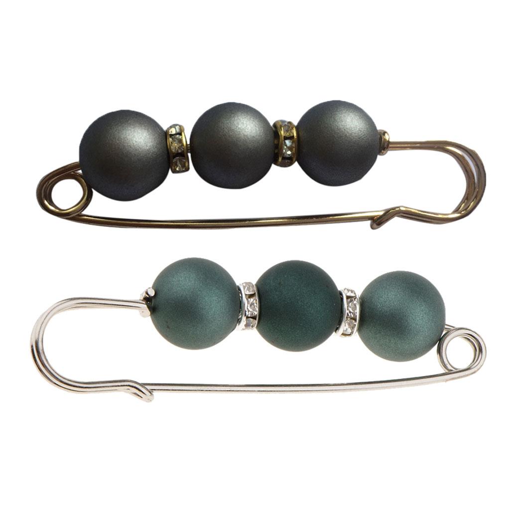 2 Pieces ABS Pearls Safety Pin Brooch Pin Clip for Scarf Gown Hijab Pin