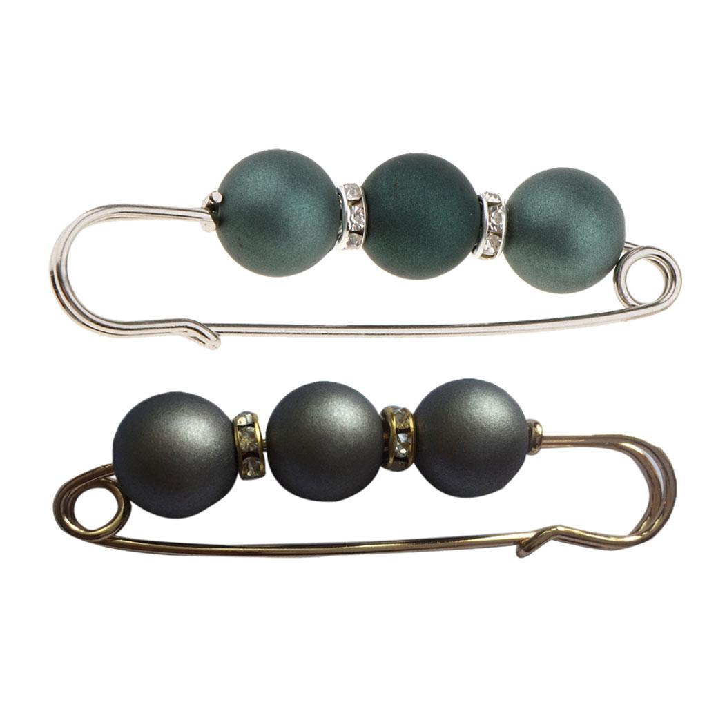 2 Pieces ABS Pearls Safety Pin Brooch Pin Clip for Scarf Gown Hijab Pin