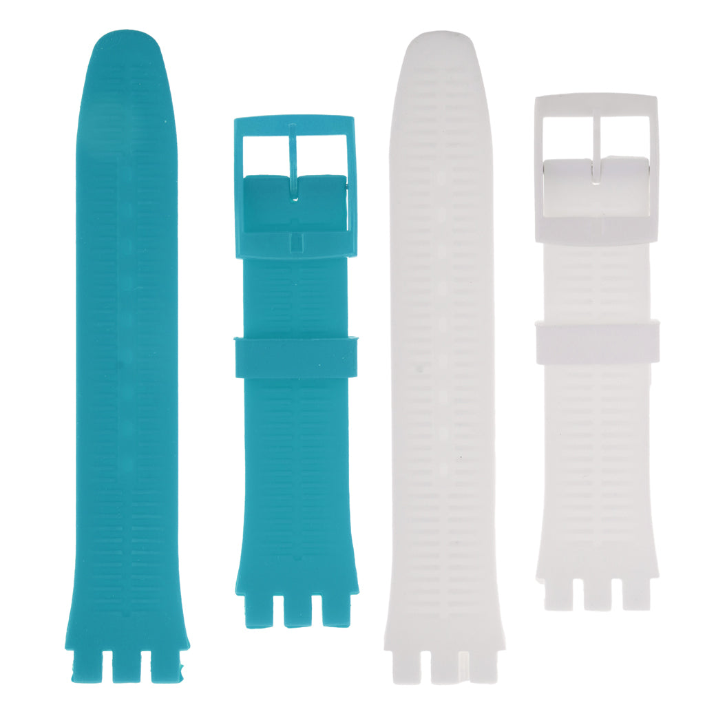 2 Piece 19mm Replacement Silicone Rubber Watch Band For Swatch Smart Watch