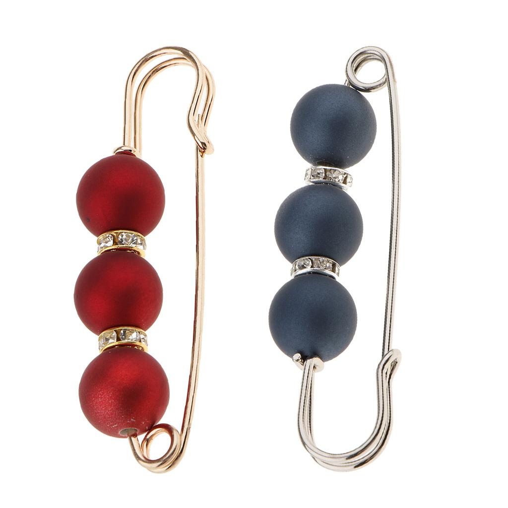 2 Pieces Practical Fashion Charm ABS Pearl Stick Pin Scarf Safety Pin Brooch