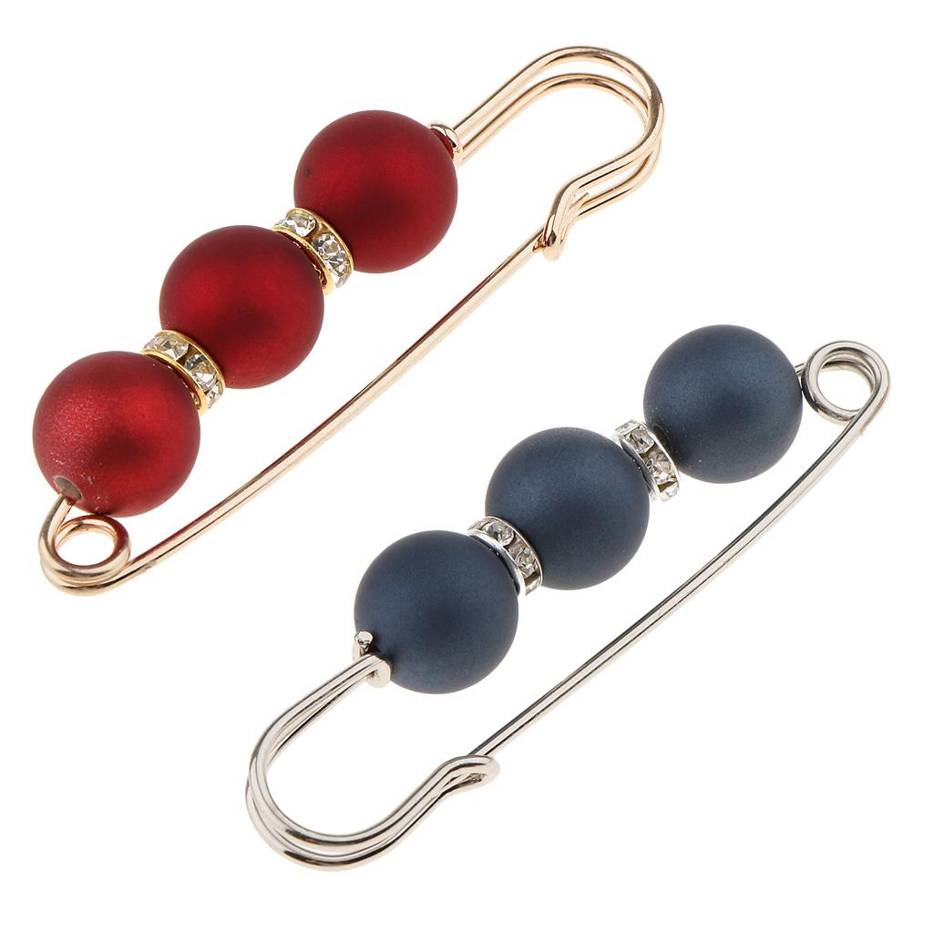 2 Pieces Practical Fashion Charm ABS Pearl Stick Pin Scarf Safety Pin Brooch