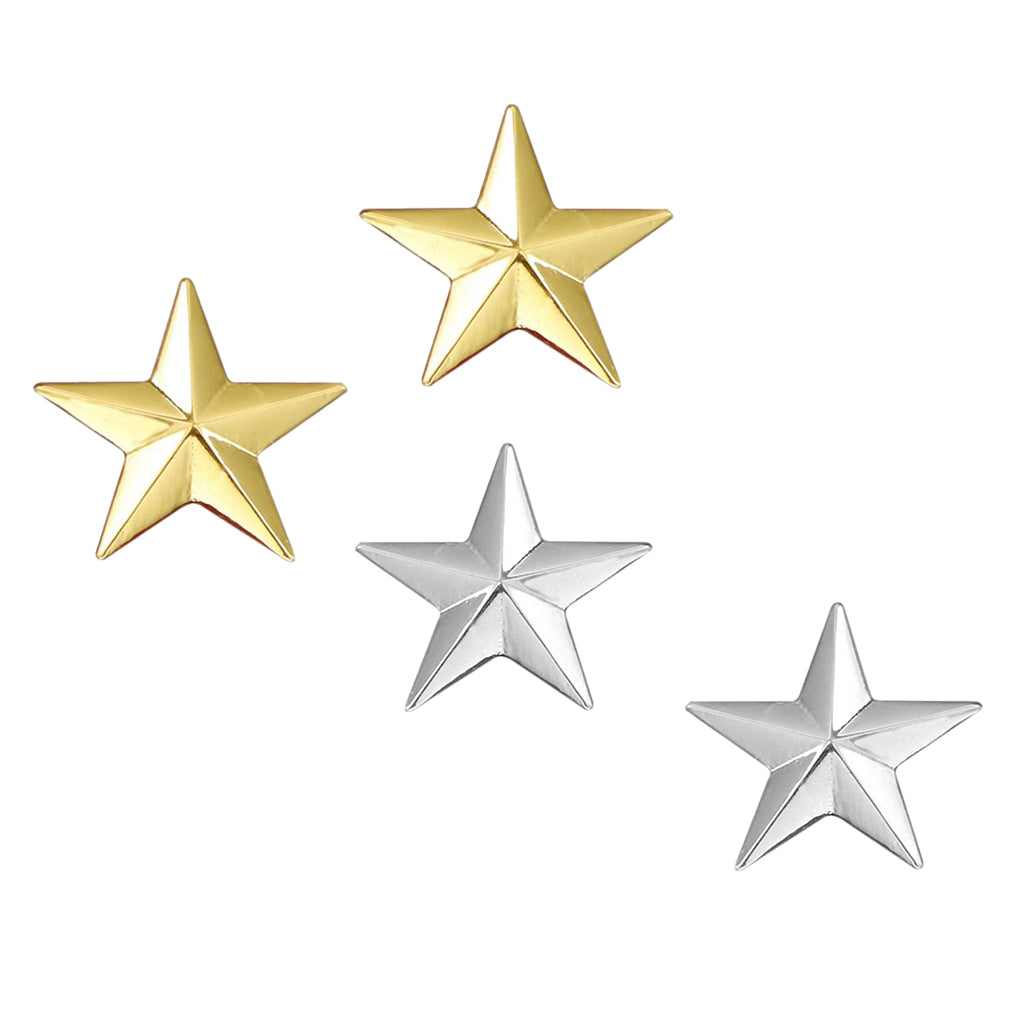 2 pairs Silver/Gold Star Lapel Collar Pin Corsage Brooch Breastpin Jewelry