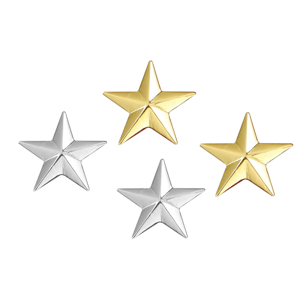2 pairs Silver/Gold Star Lapel Collar Pin Corsage Brooch Breastpin Jewelry