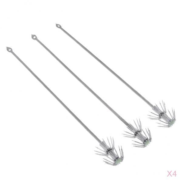 12pcs Luminous Squid Deep Sea Drop Underwater Catch Fishing Lure Hook Tackle