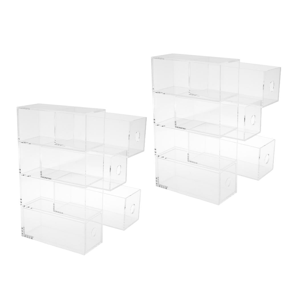 2Sets Acrylic Drawer Organizers for Sunglasses Small Objects Display 4Layers
