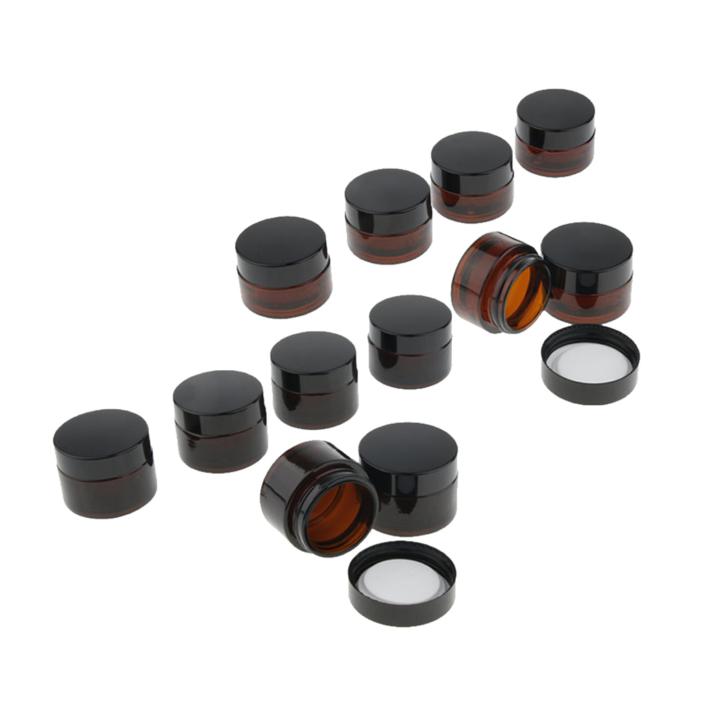 12Pcs Refillable Cosmetic Containers Round Glass Jars for Face Cream Lotion