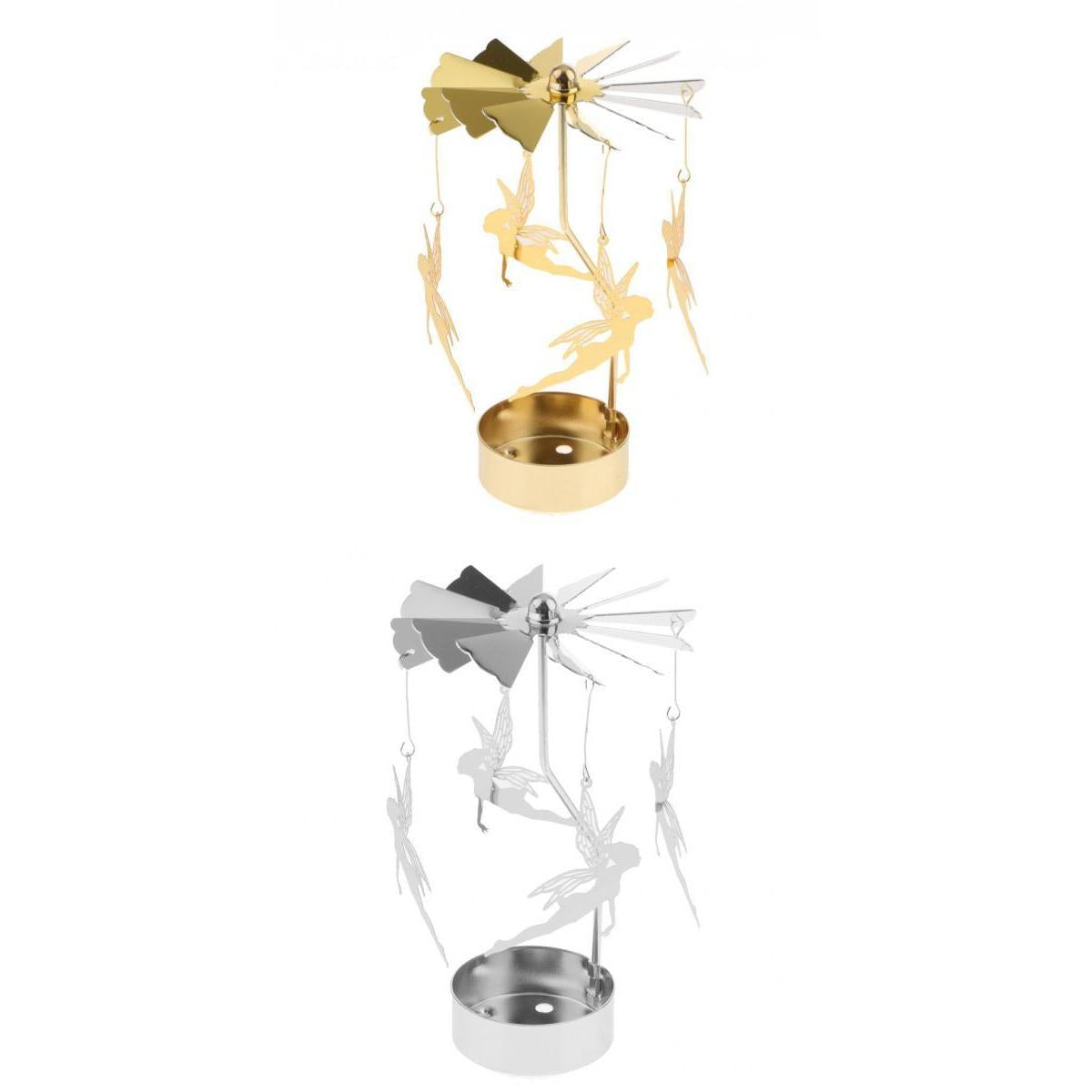 2x Romantic Rotating Candle Holder Stand Tealight Candlestick Fairy