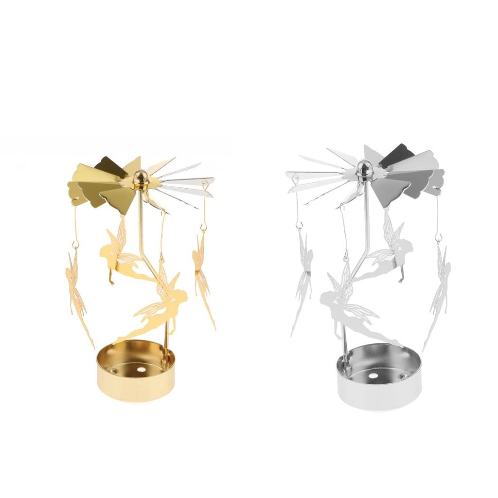 2x Romantic Rotating Candle Holder Stand Tealight Candlestick Fairy