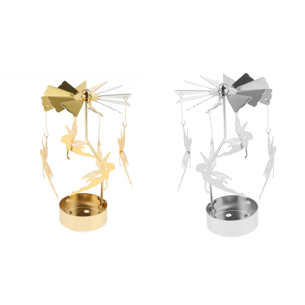 2x Romantic Rotating Candle Holder Stand Tealight Candlestick Fairy