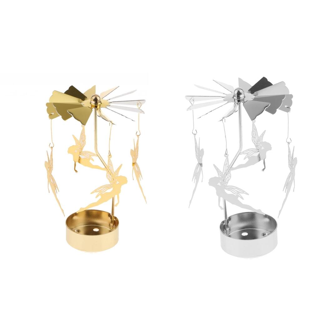 2x Romantic Rotating Candle Holder Stand Tealight Candlestick Fairy