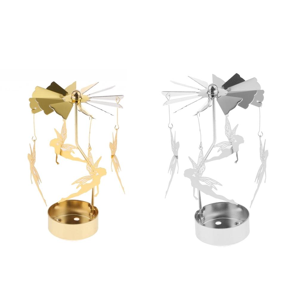 2x Romantic Rotating Candle Holder Stand Tealight Candlestick Fairy