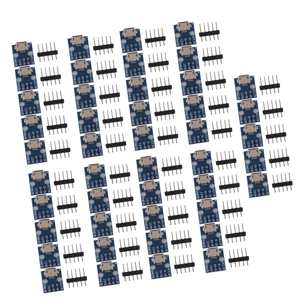 45pcs Female MICRO USB to DIP 5-Pin Pinboard 2.54mm micro USB type