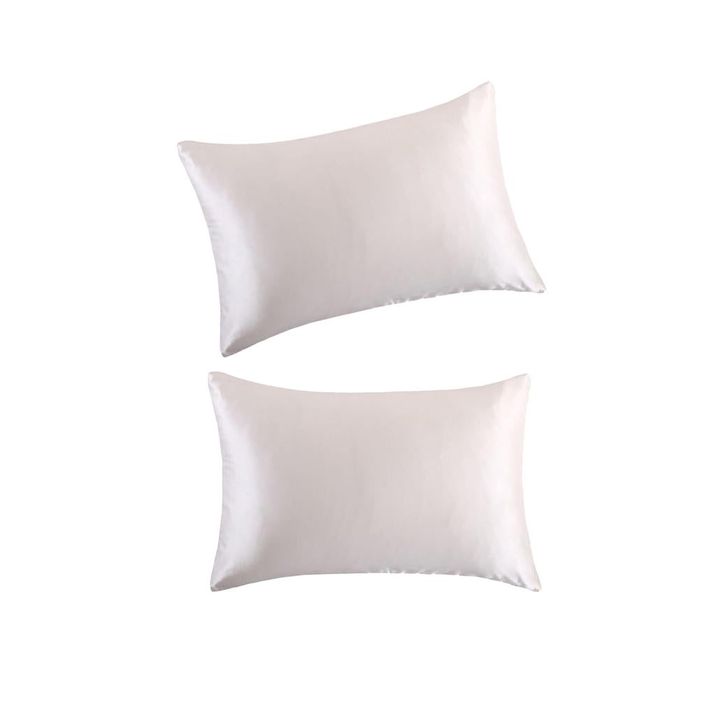 2Pcs White 19 Momme Both Side Pure Silk Pillowcase for Hair Facial Beauty