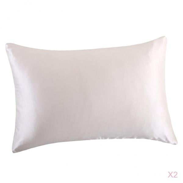 2Pcs White 19 Momme Both Side Pure Silk Pillowcase for Hair Facial Beauty