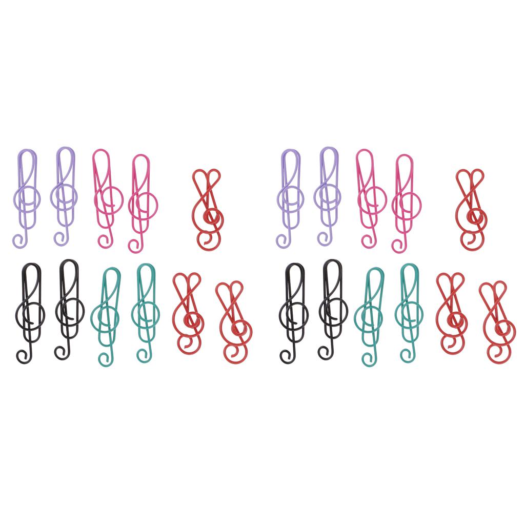 40 Pieces Mixed Music Symbols Paper Clips Metal Bookmarks Office Stationery