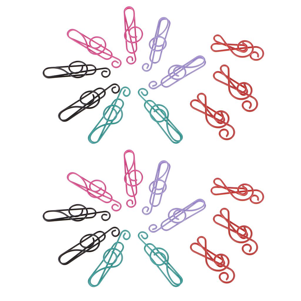 40 Pieces Mixed Music Symbols Paper Clips Metal Bookmarks Office Stationery