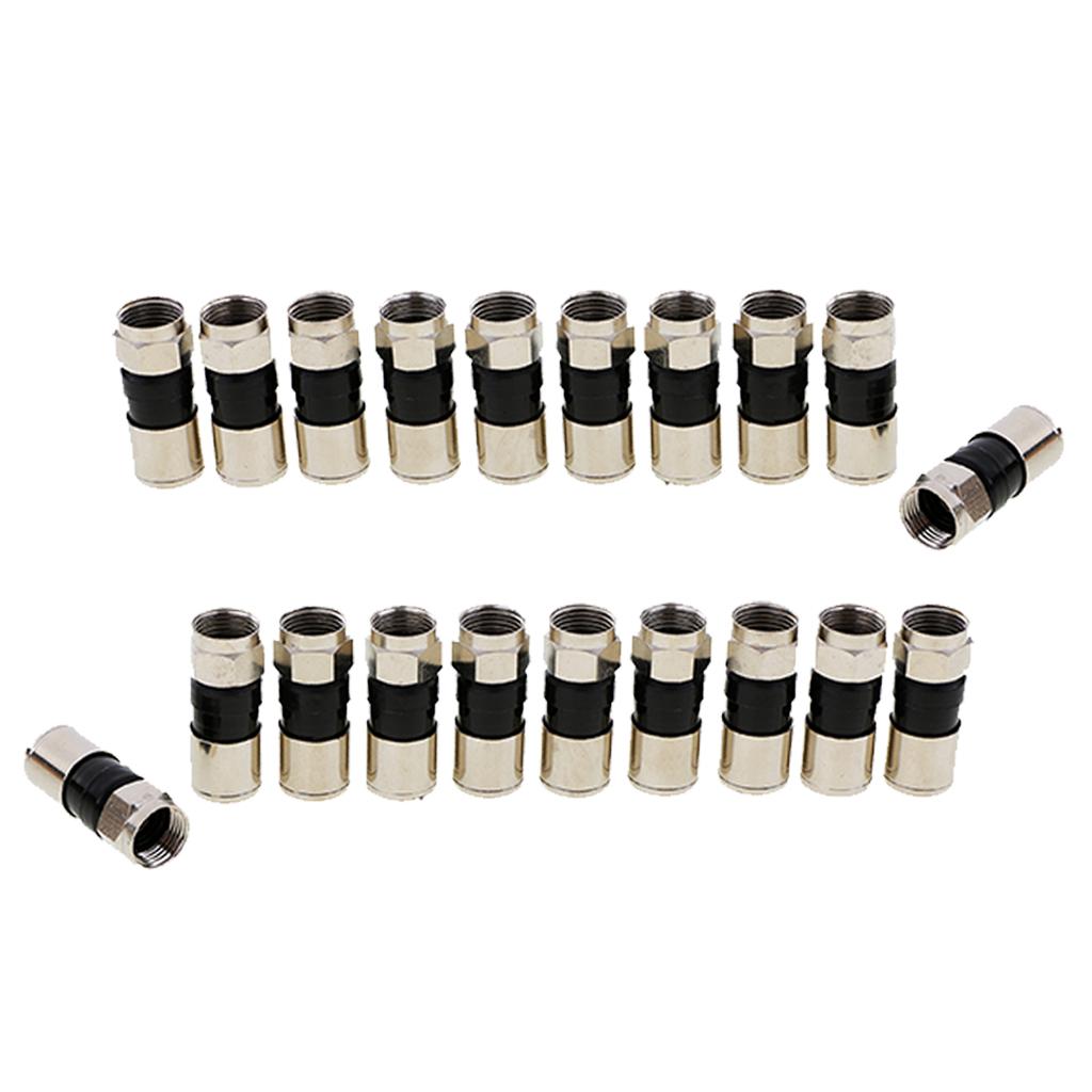 20pcs RG6 F Type Compression Snap Seal Plug Connector for Satellite Cable TV