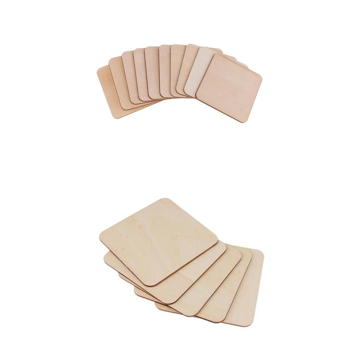 15pcs Mixed Blank Wood Square Plaque Unfinished Wooden Cutout Shapes Craft