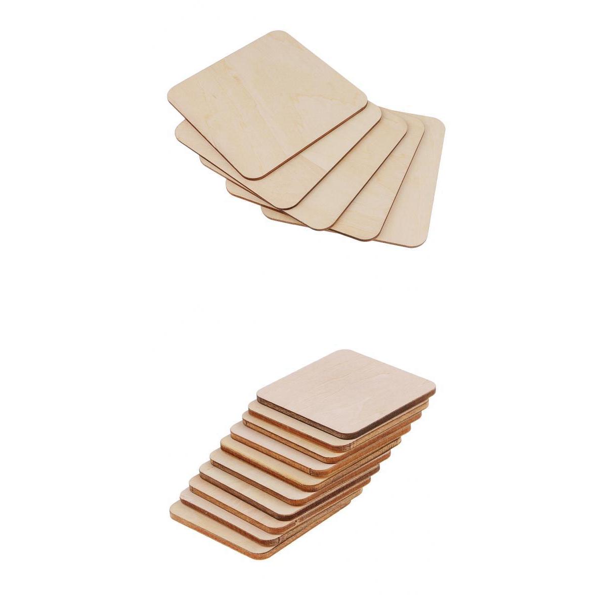 15pcs Mixed Blank Wood Square Plaque Unfinished Wooden Cutout Shapes Crafts