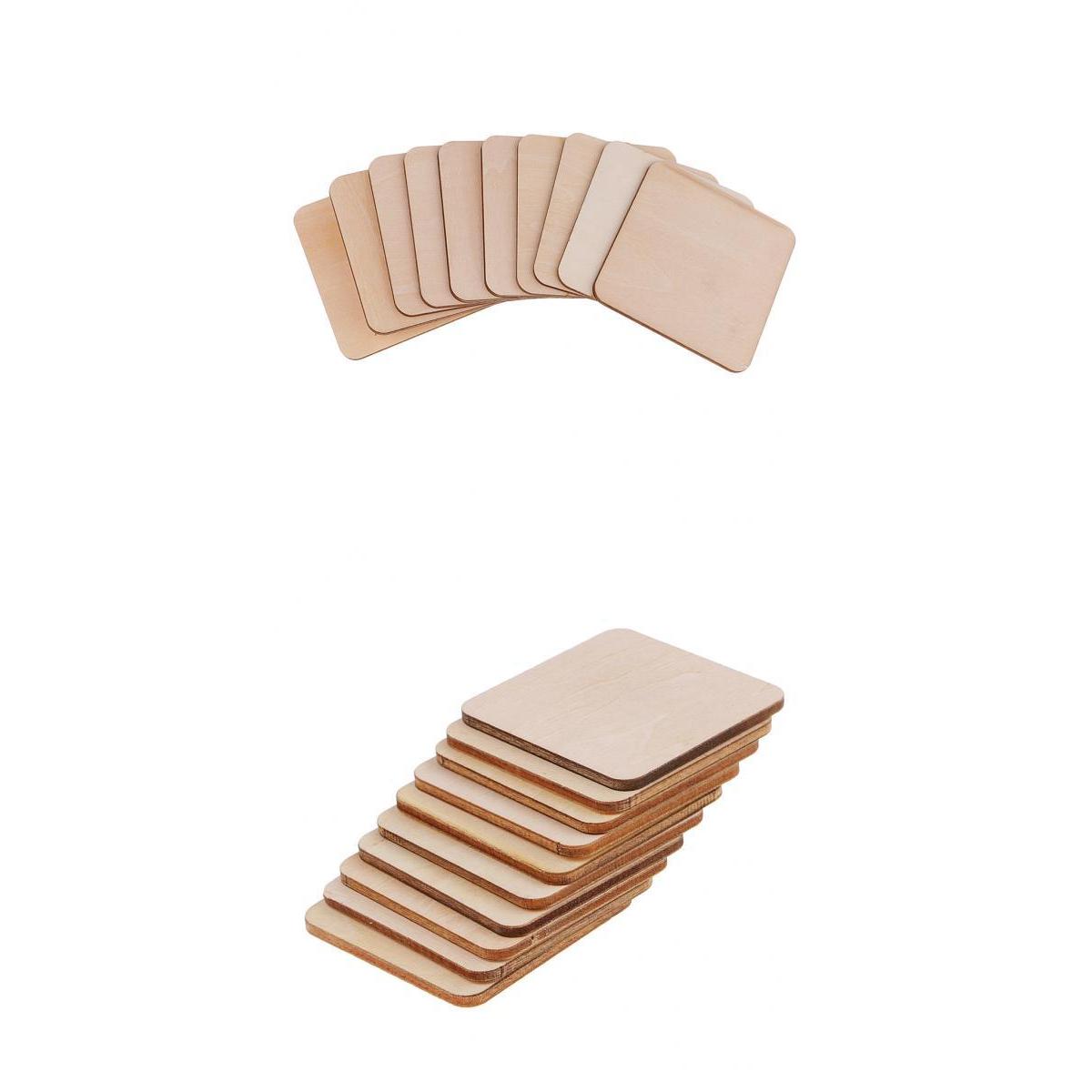 20pcs Mixed Blank Wood Square Plaque Unfinished Wooden Cutout Shapes Crafts