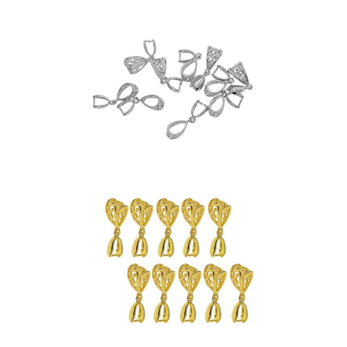 20pcs filigree flower Pendant Pinch Bails Connector Platinum & Gold