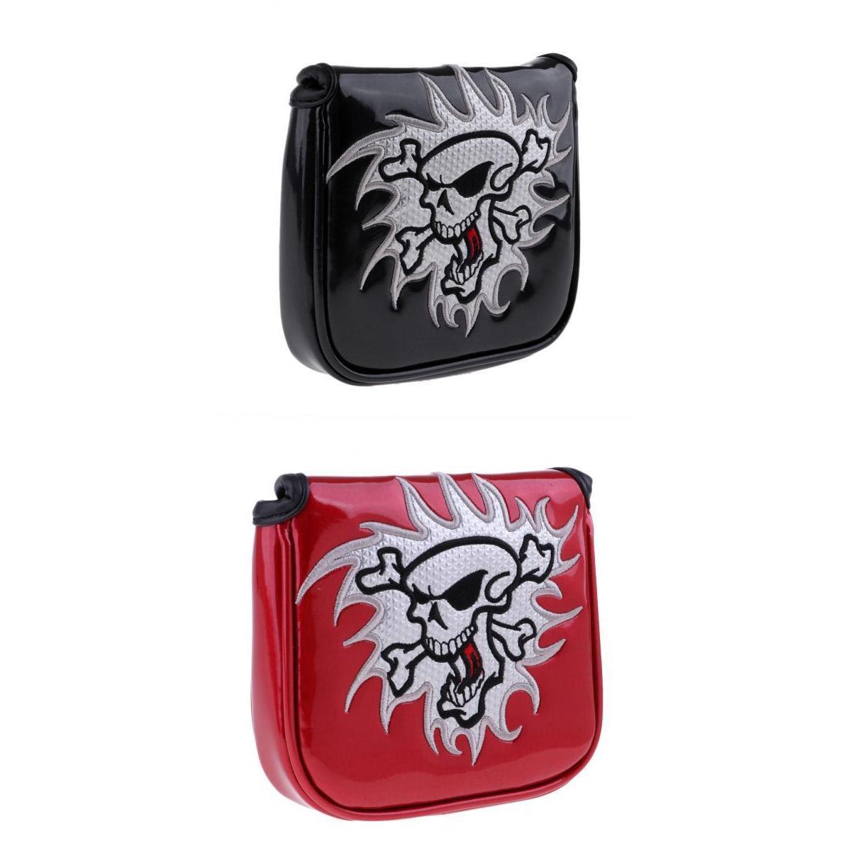 2Pcs Square Skull Golf Mallet Putter Head Cover Bag with Magnetic Closure