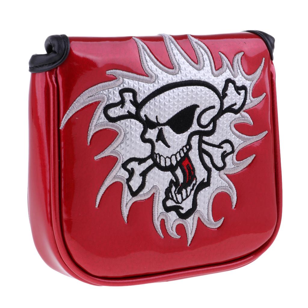 2Pcs Square Skull Golf Mallet Putter Head Cover Bag with Magnetic Closure
