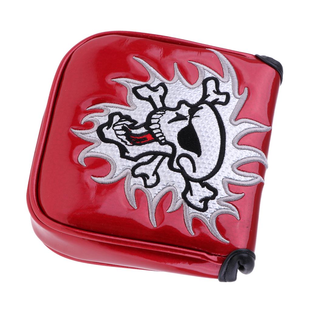 2Pcs Square Skull Golf Mallet Putter Head Cover Bag with Magnetic Closure
