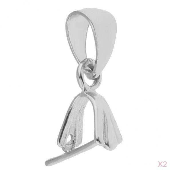 925 Sterling Silver Pinch Clip Bail Clasp Charm Pendant Connector 13mm 2Pcs