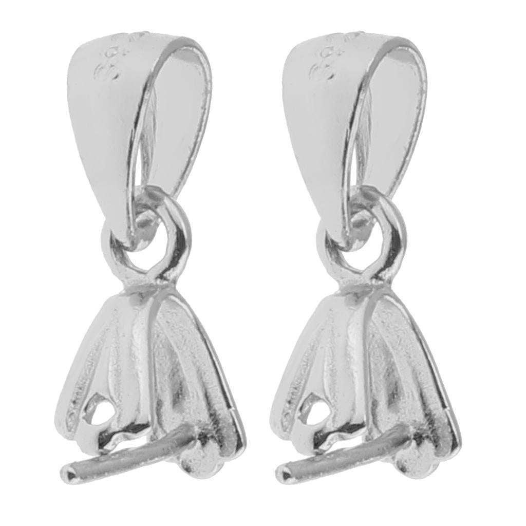 925 Sterling Silver Pinch Clip Bail Clasp Charm Pendant Connector 13mm 2Pcs