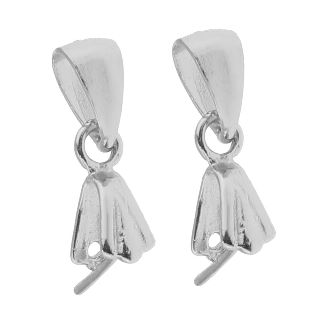 925 Sterling Silver Pinch Clip Bail Clasp Charm Pendant Connector 13mm 2Pcs