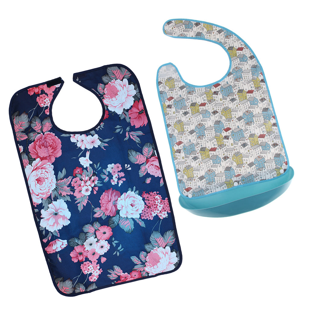 2 Pieces Waterproof Adult Mealtime Bib Cloth Protector Disability Aid Apron
