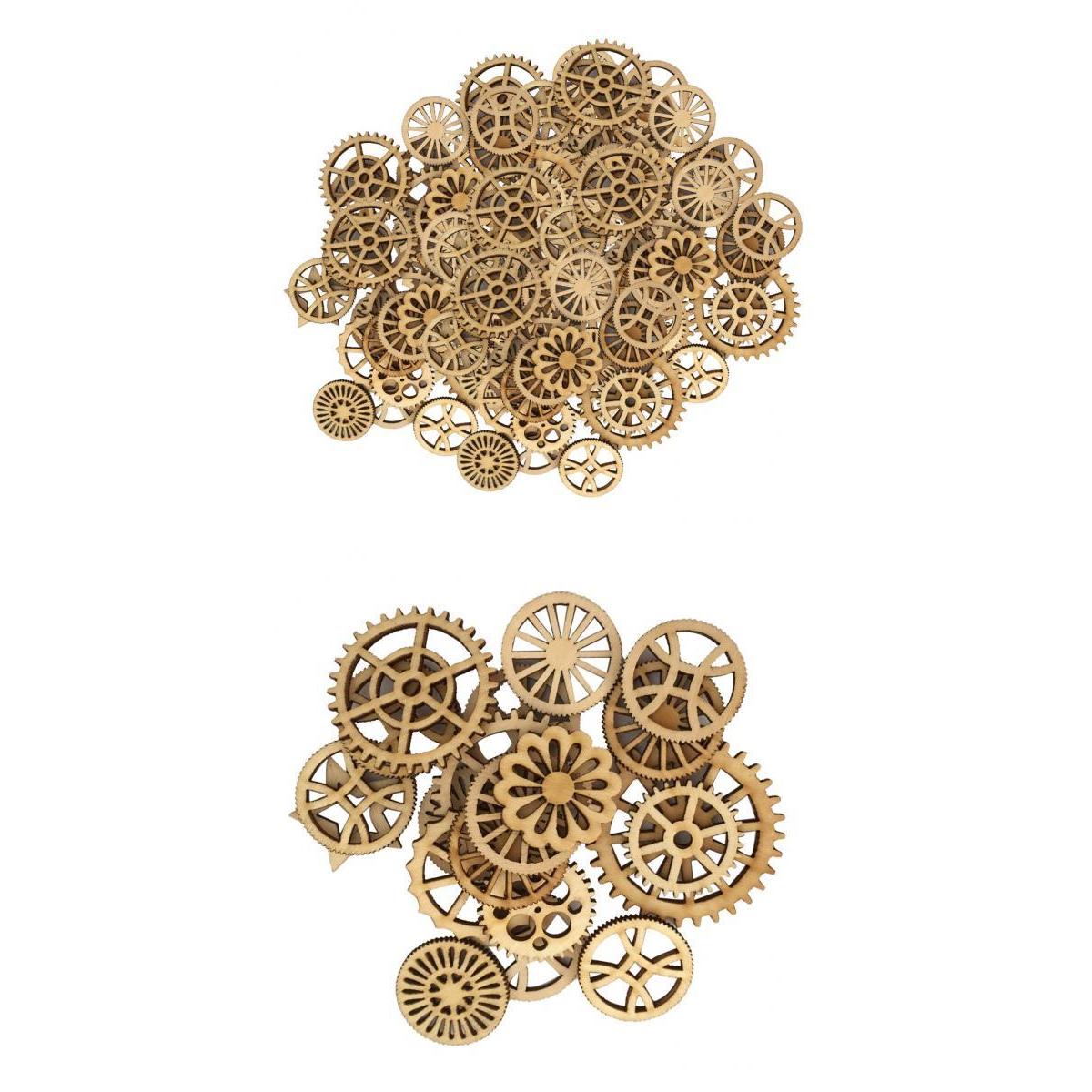 150pack Mixed Hollow Gear Unfinished Wood Pieces Wood Hanging Embellishments