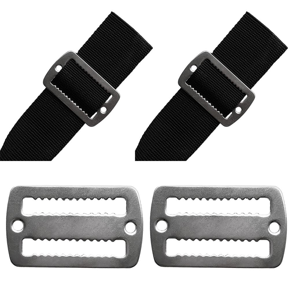 2Pcs Scuba Diving Stainless Steel Weight Belt Webbing Keeper Retainer Slider