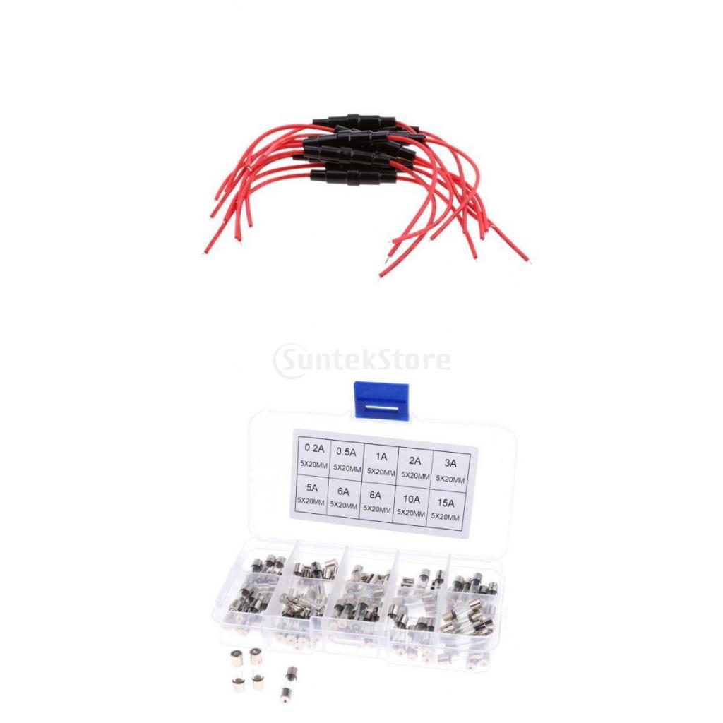 10 pcs Fuse Holder Connector+100 pcs Audio Power Amplifier Fuse 0.2A-15A