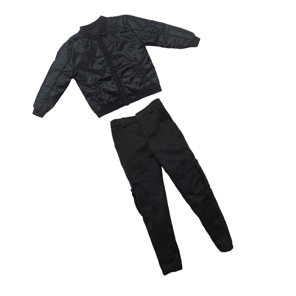 1/6 Scale Faux Leather Long Sleeve Jacket & Pants for 12'' Action Figures