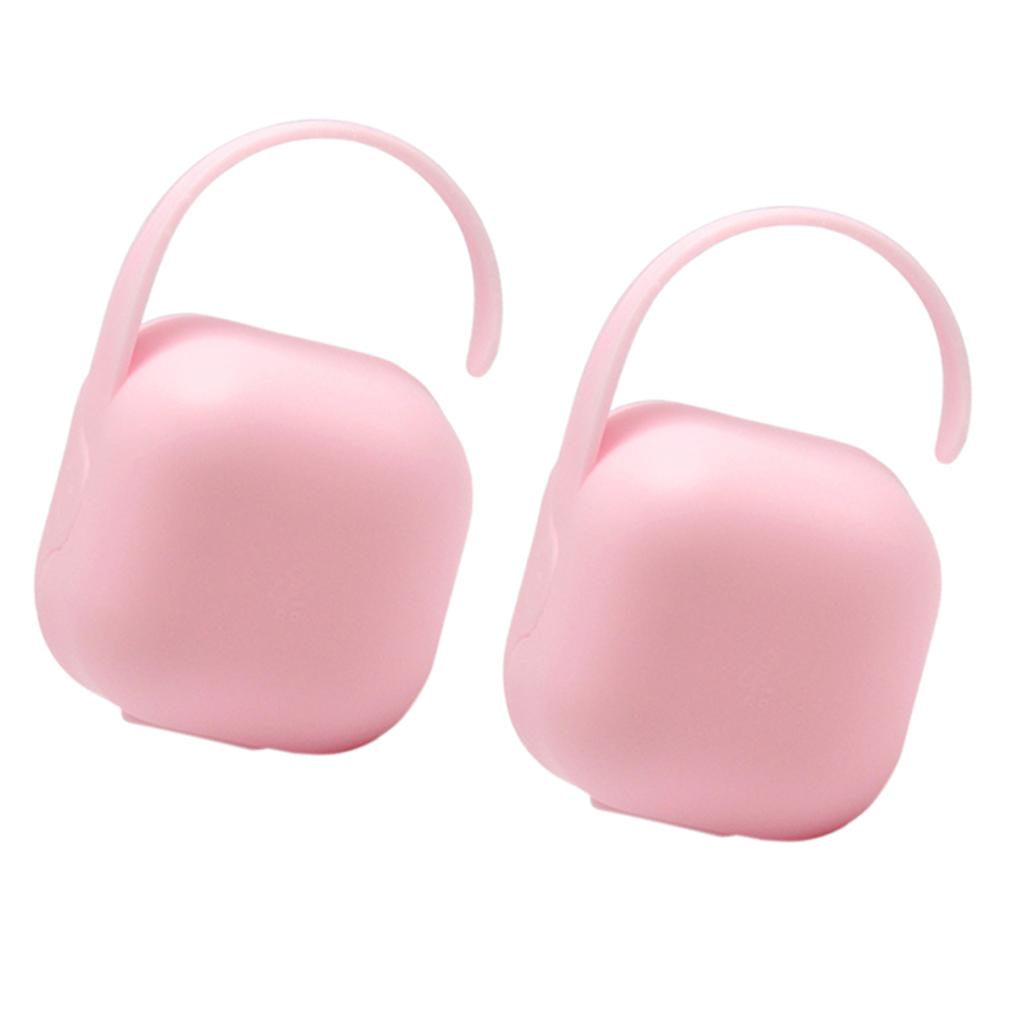 2pcs BPA-Free Nipple Shield Case & Pacifier Storage Box Pink