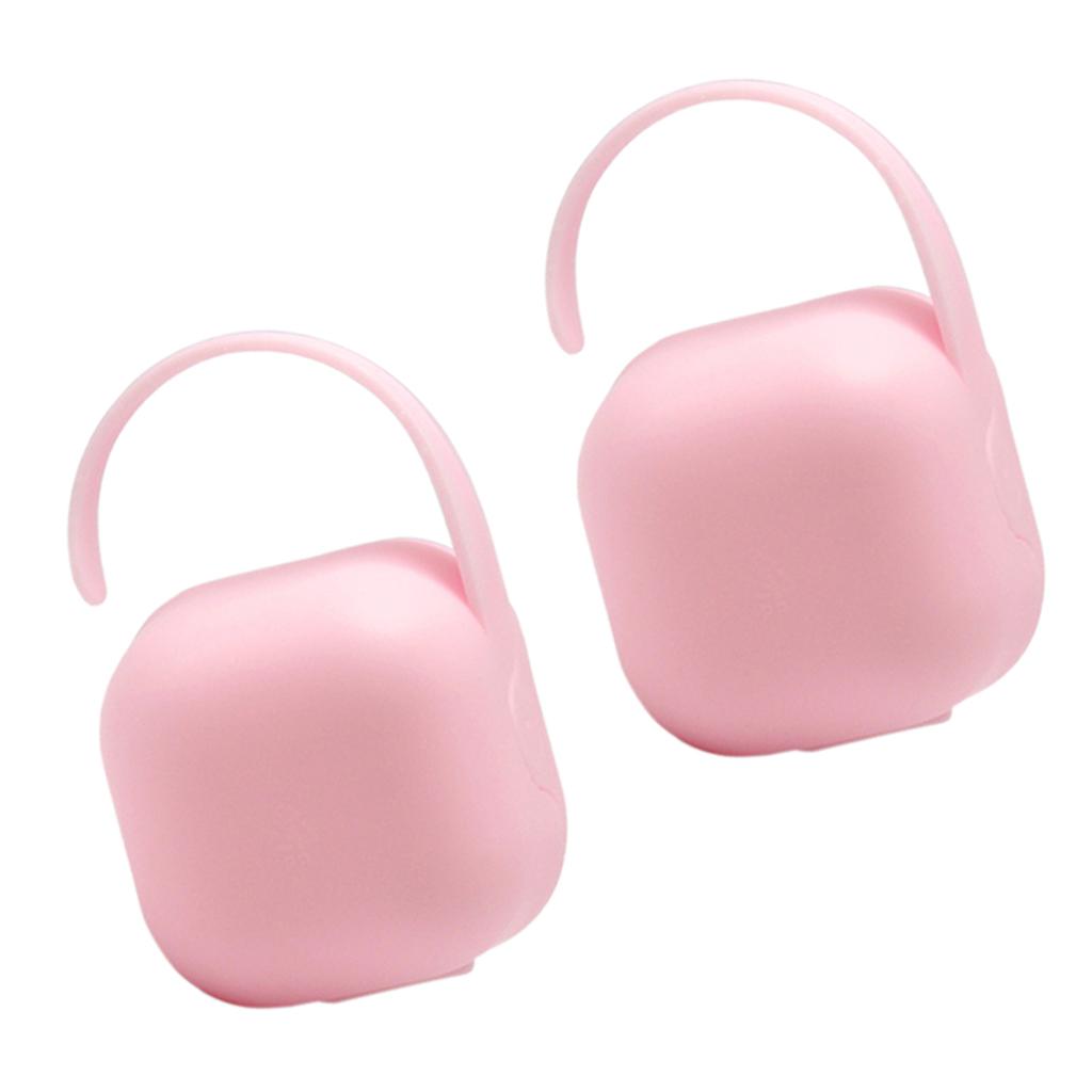 2pcs BPA-Free Nipple Shield Case & Pacifier Storage Box Pink